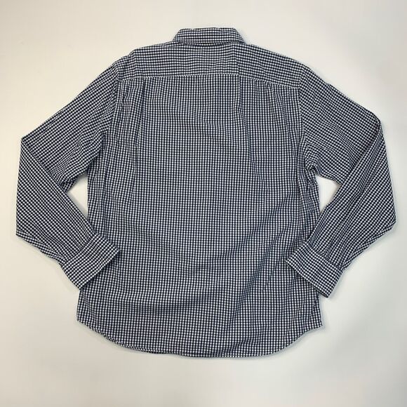 J Crew Shirt Mens Large Navy Gingham Check Button Down Woven Long Sleeve Cotton - Picture 7 of 10